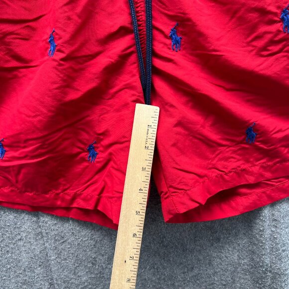 Polo Ralph Lauren Swim Trunks Men Medium Red Blue Pony Embroidered Lined AOP - Picture 6 of 10